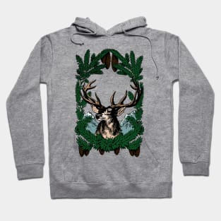 Vintage Deer, color, Christmas Hoodie